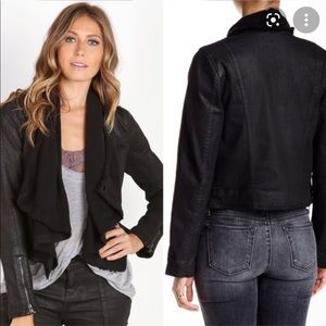 Free People Drape Front Coated Denim Jacket